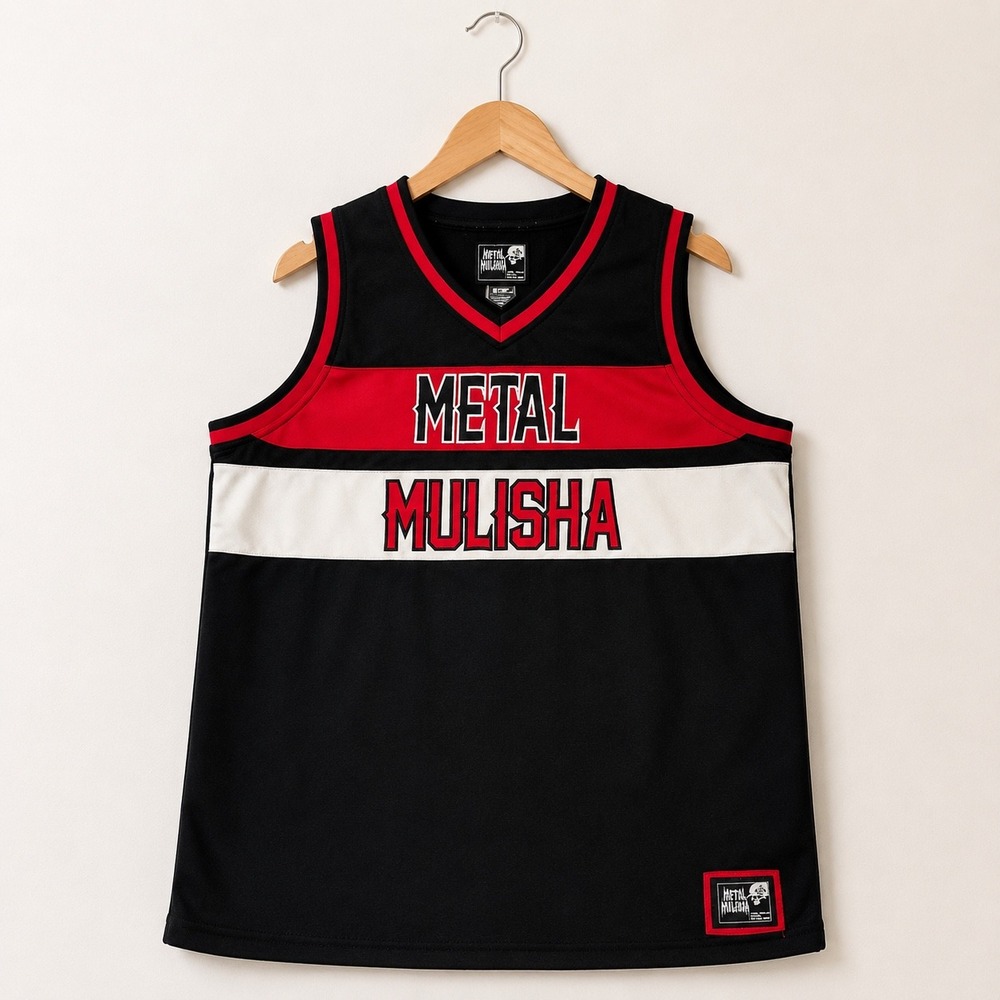 Metal Mulisha Mens Basketball Jersey Black Red White Mesh Tank Top Medium